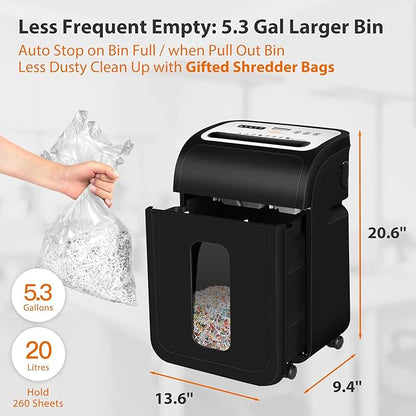 VidaTeco Paper Shredder for Home Office14-Sheet 60-Mins Micro Cut Shredder with US Patented Blade,Shred Card/CD/Clip/Staple,for Home Use Heavy Duty,AUTO Jam Proof,5.3-Gallon Pullout Bin(ETL)