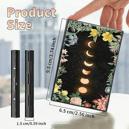 BWEGRHE Slim Credit Card Holder, Moon Flower RFID Blocking Metal Wallet for Men & Women, Aluminum Minimalist Hard Case Pocket-Sized Business Cards Organizer (Fits Up to 10 Cards)