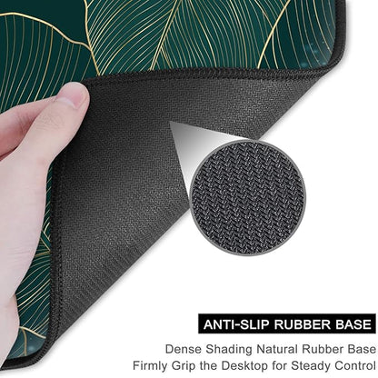Auhoahsil Mouse Pad, 12 x 10 in Tropics Theme Computer Mouse Pad for Desk, Premium-Textured Non-Slip Rubber Stitched Edges Waterproof Square Mouse Mat for Gaming Work Wireless Mice, Green Leaves