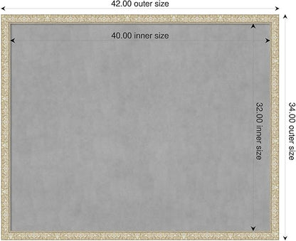 Amanti Art Silver Framed Magnetic Board 34x42 X-Large Vision Board for use with Magnets, 100% Metal Sheet to Display Items as Office Decor or for Home Organization in mudroom, Kitchen or Kids Room