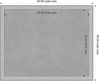 Amanti Art Silver Framed Magnetic Board 35x43 X-Large Vision Board for use with Magnets, 100% Metal Sheet to Display Items as Office Decor or for Home Organization in mudroom, Kitchen or Kids Room