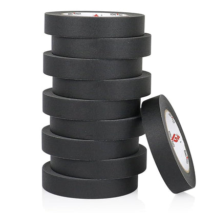 BOMEI PACK Black Painters Tape 1 Inch Bulk - Paint Tape 10 Rolls x 1 Inch x 55 Yards - Painter's Tape Black Masking Tape for Walls Painting, DIY Crafting, and School Projects, Total 550 Yards