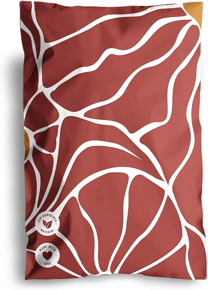 Poly Mailers 6 x 9 Inch - 100 pack Biodegradable Shipping Bags for Stationery and Small Accessories - Impack Self-Seal Waterproof Thick Mailing Envelope for Small Items - Crimson Grove