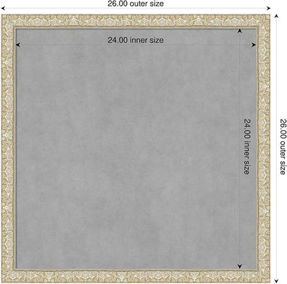 Amanti Art Silver Framed Magnetic Board 26x26 Medium Vision Board for use with Magnets, 100% Metal Sheet to Display Items as Office Decor or for Home Organization in mudroom, Kitchen or Kids Room