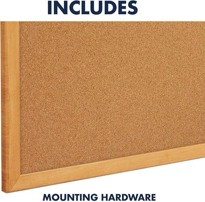 Quartet Cork Board, Bulletin Board, 4' x 6' Corkboard, Oak Finish Frame (307)