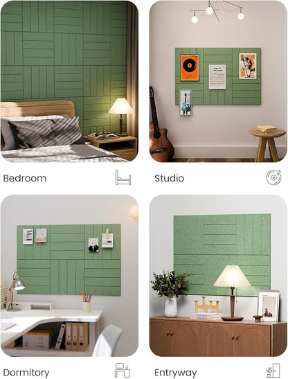 Large Felt Bulletin Board 36"x24" Cork Board Alternative - 6 Pack with 40 Safe Removable Adhesive Tabs, Cork Boards for Walls Pin Board for Home Office Classroom Felt Board-Moss Green