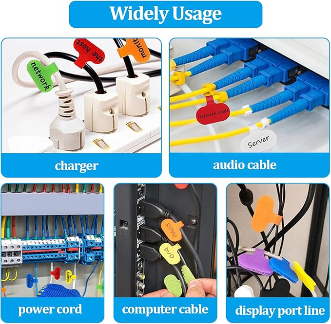 24 Pcs Cable Cord Labels,Wire Labels, Cable Tags, Computers Cable Management and Identification,Multicolored Handwriting Cable Tags