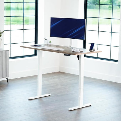 VIVO Electric 60 x 30 in Standing Desk, Memory Height Adjustment, 1B Series, Holds 220 lbs, Reclaimed Wood Top White Frame, DESK-KIT-1W6P-30