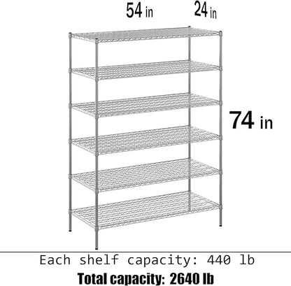 Regal Altair 24" Deep x 54" Wide x 74" Height Wire Shelving Kit | 6-Tier | NSF Commercial Storage Rack Unit