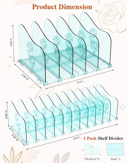 COWVTUJ Adjustable Rose File Organizer for Desk, Vertical File Folder Holders for Magazines, Upright Desktop Binder Organizer, Clear Paper Bookshelf Divider File Sorter for School Office Supplies