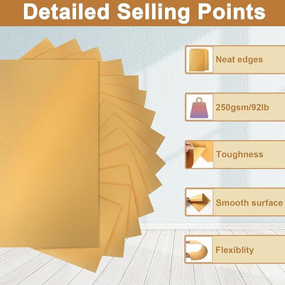 Silunkia 120 Sheets Gold Shimmer Cardstock 8.5 x 11 Metallic Paper, 250gsm/92lb Thick Paper Card Stock for Birthday Decorations, DIY Cards Making, Greeting Cards, Wedding Invitations, School Crafting