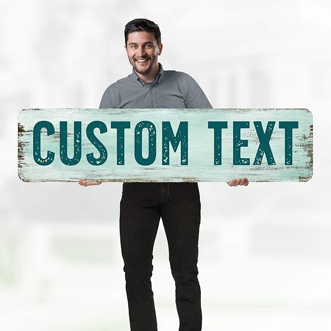 Custom Sign, Custom Street Sign, 11 Font Colors, 13 Font Styles, 4 Hole Options, 22 Sizes, 12x48 Inches, Rust Free DiBound, Fade Resistant, Made in USA by My Sign Center (Shabby Chic)