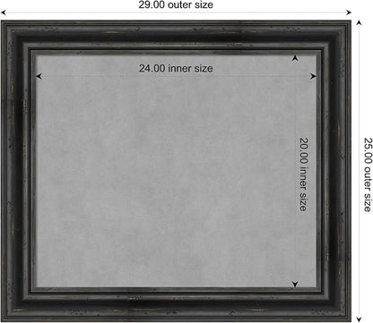 Amanti Art Black Framed Magnetic Board 25x29 Medium Vision Board for use with Magnets, 100% Metal Sheet to Display Items as Office Decor or for Home Organization in mudroom, Kitchen or Kids Room