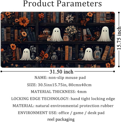 LuckyCow Cute Vintage Gothic Desk Mat Kawaii Dark Academia Desk Pad Medieval Large Flower XXL Mousepad Extended Laptop Computer Keyboard Mat with Stitched Edges Anti-Slip Funny Deskpad 31.5x15.8 in