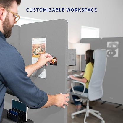 VIVO Freestanding 24 x 66 inch Privacy Panel, Mobile Cubicle Divider, Single 24 inch Wall Partition with 2-Sided Zipper Attachment System, Gray, PP-1-T024G-M