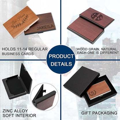 Taikuri Custom Business Card Holder Personalized Engraved Wooden Business Card Case Holder Customized Your Text/Logo for Women/Men as Business/Unique Gift