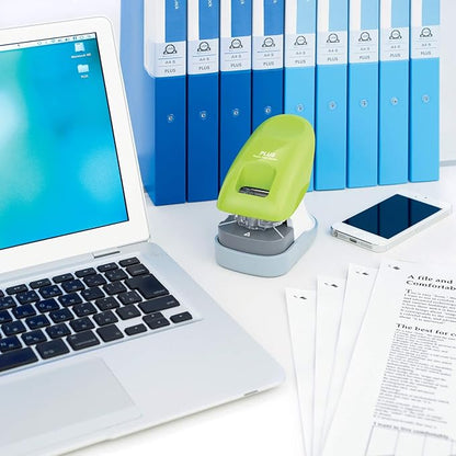 Plus Paper Clinch Desktop Staple-Free Stapler — Green