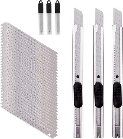 CCyanzi 9mm Stainless Steel Utility Knife with Snap off blades Replacement, Retractable Utility Knife Set, for Box Cutter, Vinyl Knives, Precision Cutter