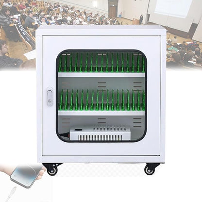 40-Slot Mobile Charging Station & Storage Cart - Secure Charging Locker Cabinet with Built-in Power, Wheels & Lock for Phones Portable Organizer for Classroom, Office, Hotel Use