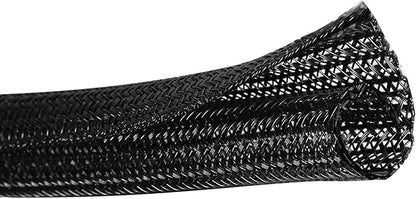 25ft - 1/2 inch Cord Protector Wire Loom Tubing Cable Sleeve Split Sleeve for USB Cable Power Cord Audio Video Cable - Management for TV Computer - Protect Cat from Chewing Cords - Black