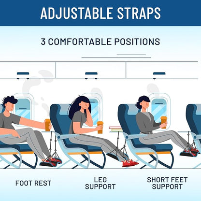 Everlasting Comfort Airplane Foot Hammock - Memory Foam Foot Rest for Plane Travel - Portable Foot Rest for Air Travel, Desk & Car - Airplane Essentials Foot Hammock for Plane Travel
