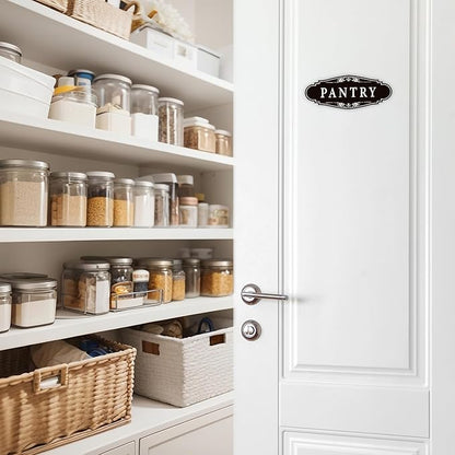 Pantry Door Sign Sticker for Kitchen, Self-adhesive Farmhouse Pantry Decor for Home，Waterproof Vinyl Food Storage Decals for House Area, Glass/Wooden Door, Restaurant （Black）
