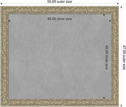 Amanti Art Silver Framed Magnetic Board 47x55 Oversize Vision Board for use with Magnets, 100% Metal Sheet to Display Items as Office Decor or for Home Organization in mudroom, Kitchen or Kids Room
