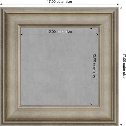 Amanti Art Silver Framed Magnetic Board 17x17 X-Small Vision Board for use with Magnets, 100% Metal Sheet to Display Items as Office Decor or for Home Organization in mudroom, Kitchen or Kids Room