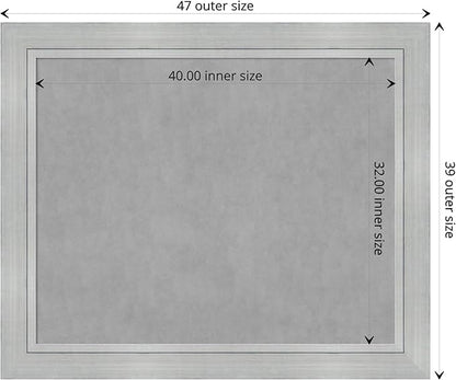 Amanti Art Silver Framed Magnetic Board 39x47 X-Large Vision Board for use with Magnets, 100% Metal Sheet to Display Items as Office Decor or for Home Organization in mudroom, Kitchen or Kids Room