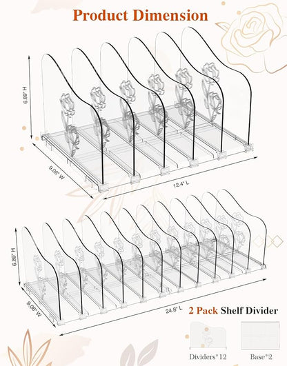 COWVTUJ Adjustable Rose File Organizer for Desk, Vertical File Folder Holders for Magazines, Upright Desktop Binder Organizer, Clear Paper Bookshelf Divider File Sorter for School Office Supplies