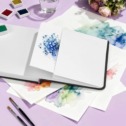 Paul Rubens Square Watercolor Journal, 100% Cotton Acid-Free Hot Press Watercolor Sketchbook 5.91 * 5.91 Inches, 140lb/300gsm,20 Sheets for Watercolors, Gouache, Acrylics