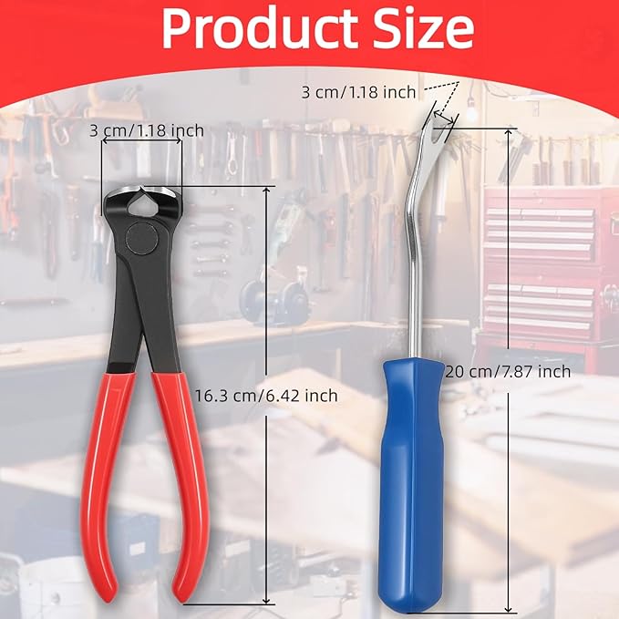 4 Pcs Staple & Nail Puller Tool Kit – Upholstery Staple Remover, Tack Lifter, Nail Puller Pliers & Fastener Remover for Furniture, Floor, Wall, Wood, Car, Photo Frame