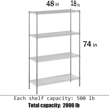 Regal Altair 18" Deep x 48" Wide x 74" Height Wire Shelving Kit | 4-Tier | NSF Commercial Storage Rack Unit