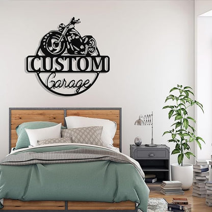 Custom Motorcycle Metal Signs Personalized Biker Name Sign Custom Garage Decor Motorbikes Wall Art Decor Motorcycle Sign Men Room Decorate Gifts for Men Husband Rider