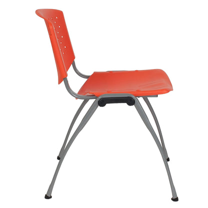 5 Pack 880 lb. Capacity Orange Plastic Stack Chair | Comfortable Seating with Durable Design