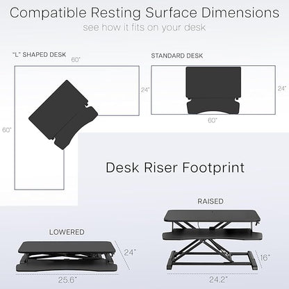 VIVO 26 inch Desk Converter, K Series, Height Adjustable Sit to Stand Riser, Dual Monitor and Laptop Workstation with Keyboard Tray, Black, DESK-V026KB