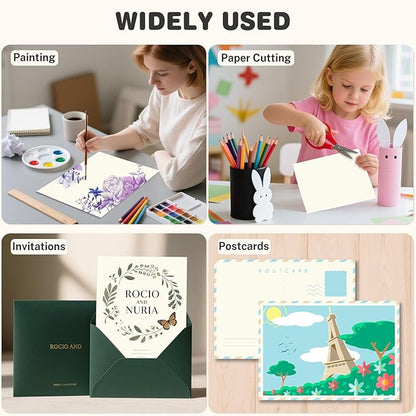 Cream Cardstock 8.5 X 11, 80 Sheets Card Stock, 75lb/ 200gsm Copy Paper, Cardstock Printer Paper for Art, Drawing, Invitations, DIY Cards, Watercolor, Craft, Construction, School & Office Supplies