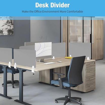 Desk Divider 4 Pcs Desk Privacy Panel 47.2''L x 15.8W'' Office Partitions Grey Acrylic Panel Pack of 4 Desk Divider Partition with Adjustable Universal Base Brand: Yeaborn