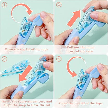 Temiary 3 Pcs Correction Tapes with 3 Pcs Refills, White Wrong Out Tape