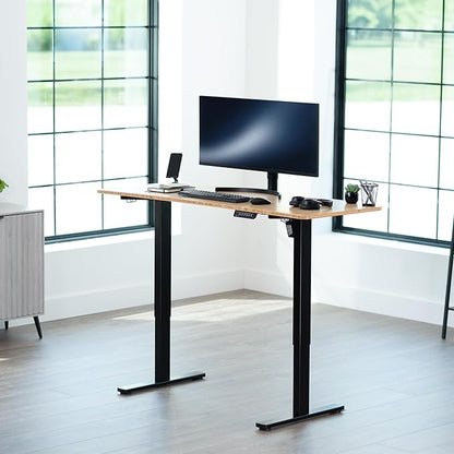 VIVO Electric 60 x 24 in Real Bamboo Standing Desk, Memory Height Adjustment, 1B Series, Holds 220 lbs, One-Piece Top, Black Frame, DESK-KIT-1B6O