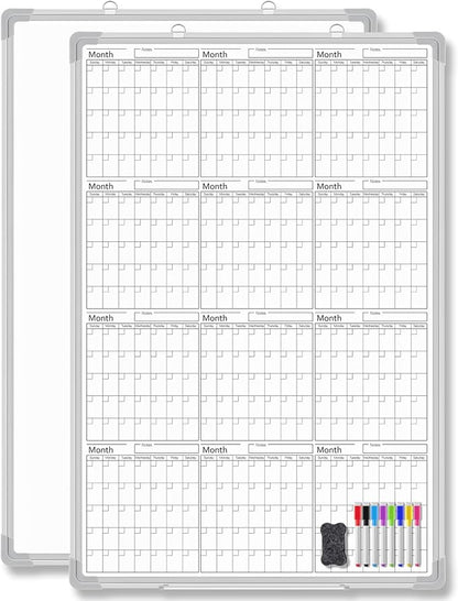 Lincia 36" x 24" Magnetic Vertical Yearly 12 Month Dry Erase Calendar for Wall 2026 Undated Dry Erase Wall Calendar Planner Aluminum Frame Whiteboard for Home Office Projects Fridge