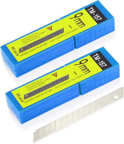 Gomake 100PCS 9mm Box Cutter Knife Replacement Blades 60 Degree Carbon Steel 9mm Snap Off Blades,Fits Most Retractable Knives