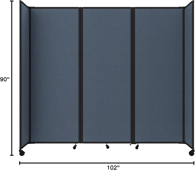 Versare Room Divider 360 Portable Wall Partition | Folding Panels | Large Freestanding Divider | Locking Wheels | Temporary Room Separator