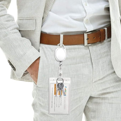 Fushing 20Pcs Retractable ID Badge Holders ID Badge Reels with Clip Retractable Badge Holders for Office Worker Doctor Nurse(White)