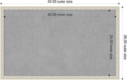 Amanti Art Silver Framed Magnetic Board 26x42 Large Vision Board for use with Magnets, 100% Metal Sheet to Display Items as Office Decor or for Home Organization in mudroom, Kitchen or Kids Room