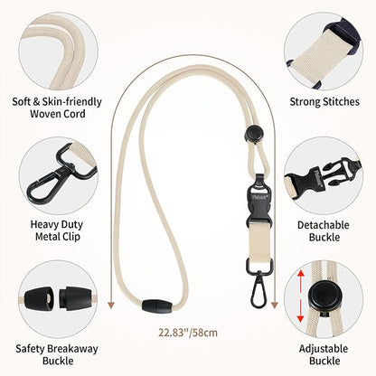 Fishent Breakaway Neck Lanyards for ID Badges, Adjustable Durable Heavy Duty Lanyard with Detachable Buckle for Keys Holder (Starlight)