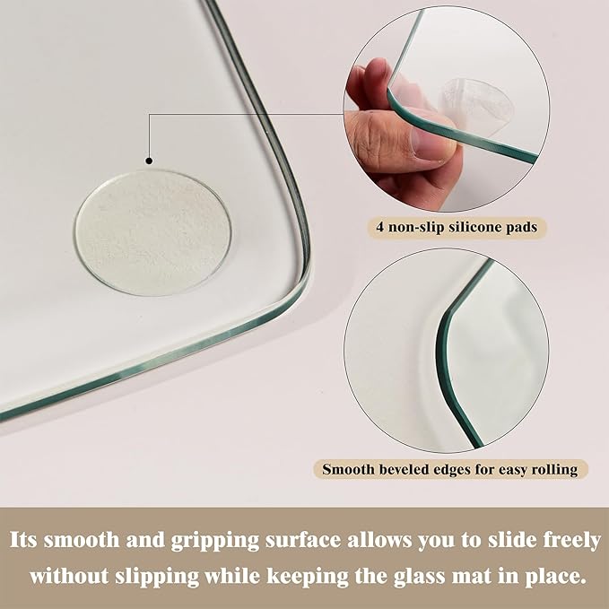 Koonmi Tempered Glass Chair Mat for Hardwood Floors & Carpets, 30" x 55“ Transparent Heavy Duty Office Floor Protector with Noise-Free Gliding Shatterproof for Home Office Desk