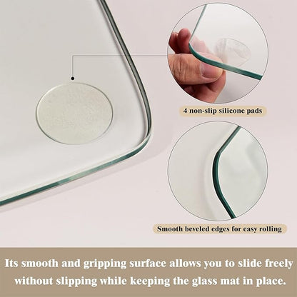 Koonmi Tempered Glass Chair Mat for Hardwood Floors & Carpets, 30" x 55“ Transparent Heavy Duty Office Floor Protector with Noise-Free Gliding Shatterproof for Home Office Desk