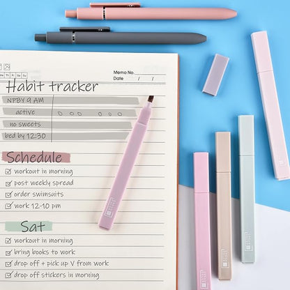 DazSpirit 12 Pastel No Bleed Bible Highlighters & 5 Black Pens Set | Quick-Dry Cute Aesthetic Markers in Assorted Colors for Bible Study, Journaling, Office and School Supplies