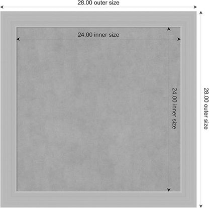 Amanti Art Silver Framed Magnetic Board 28x28 Medium Vision Board for use with Magnets, 100% Metal Sheet to Display Items as Office Decor or for Home Organization in mudroom, Kitchen or Kids Room
